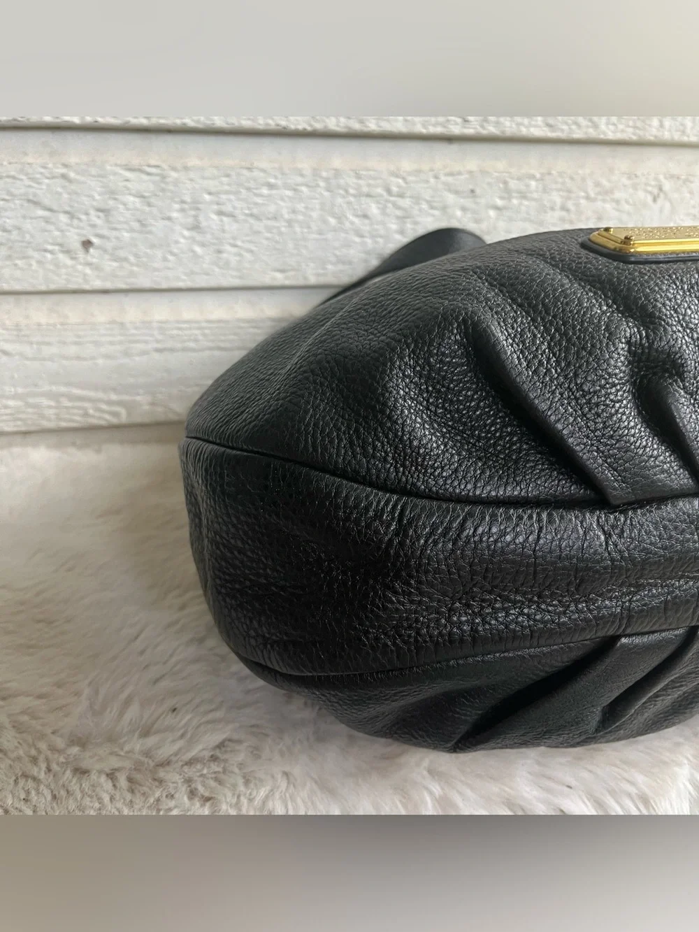 MARC JACOBS Black Leather Hobo Baguette Hillier Shoulder Bag